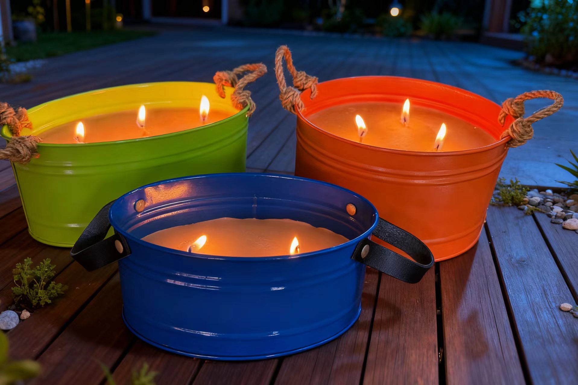 Colored Tin bucket Candles